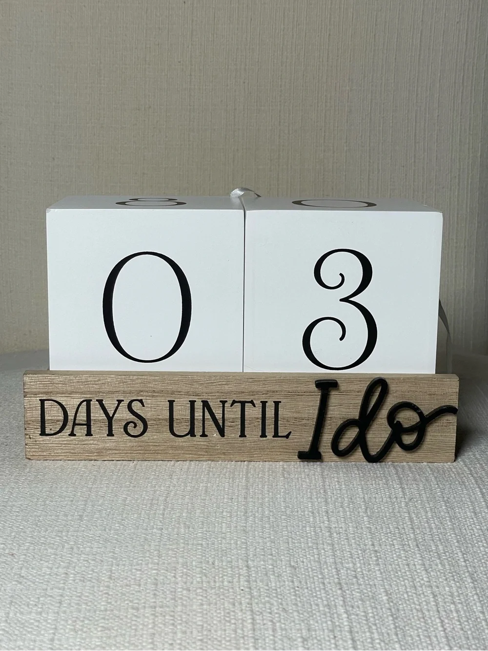 Wooden 'Days Until I Do' Wedding Countdown Blocks - White & Natural